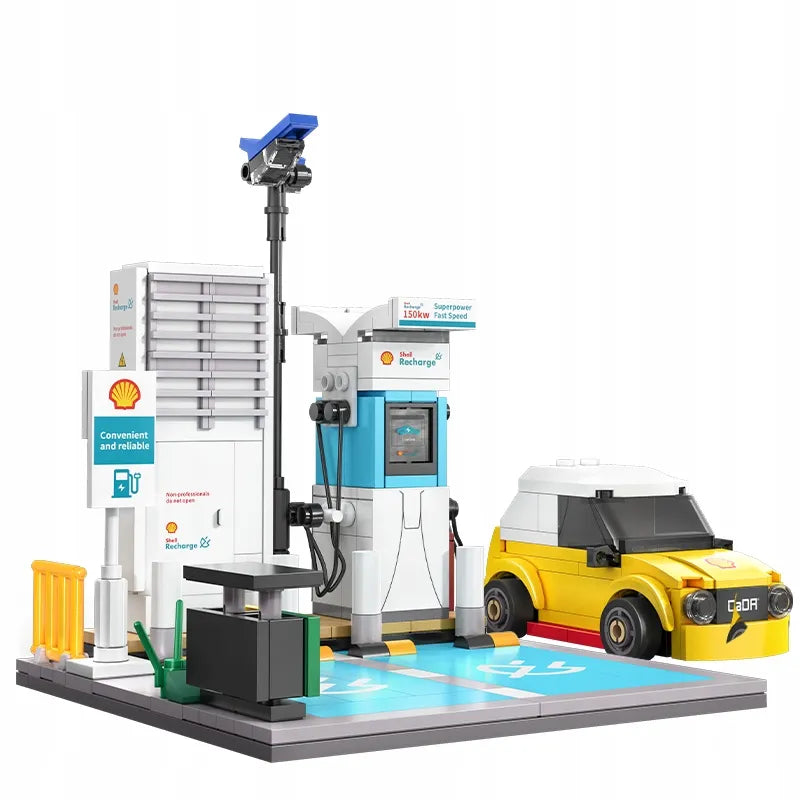 CaDA Shell elektromobilių įkrovimo stoties konstruktorius, 308 dalys, nuo 8 metų