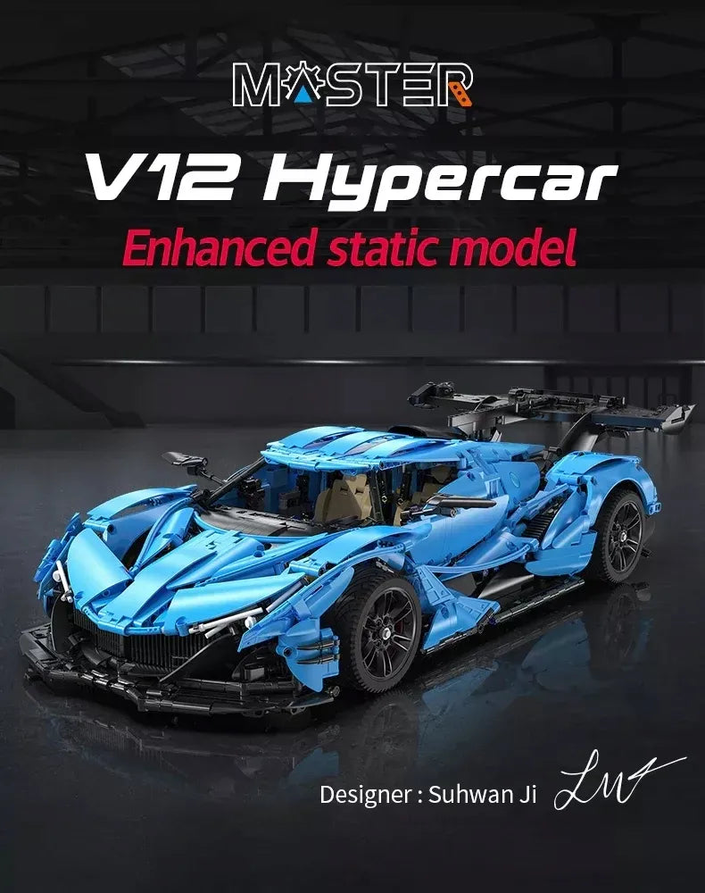 CaDA V12 Hypercar sportinio automobilio konstruktorius, 3865 detalės, 60 cm