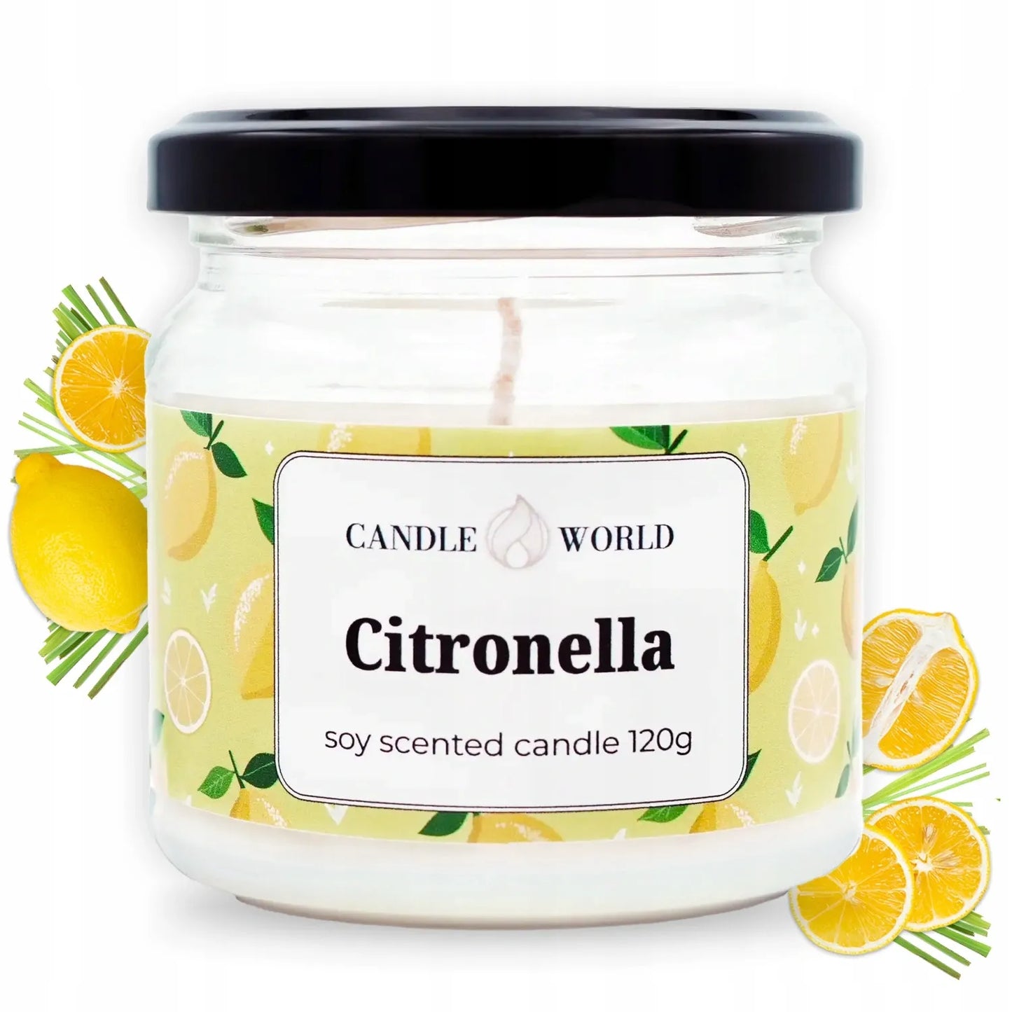 Candle World sojinė kvapioji žvakė nuo uodų Citronella stiklainyje 120 g