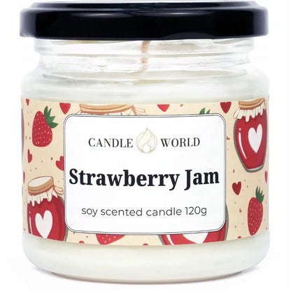 Candle World sojinė kvapioji žvakė stiklainyje braškių uogienė Strawberry Jam 120g