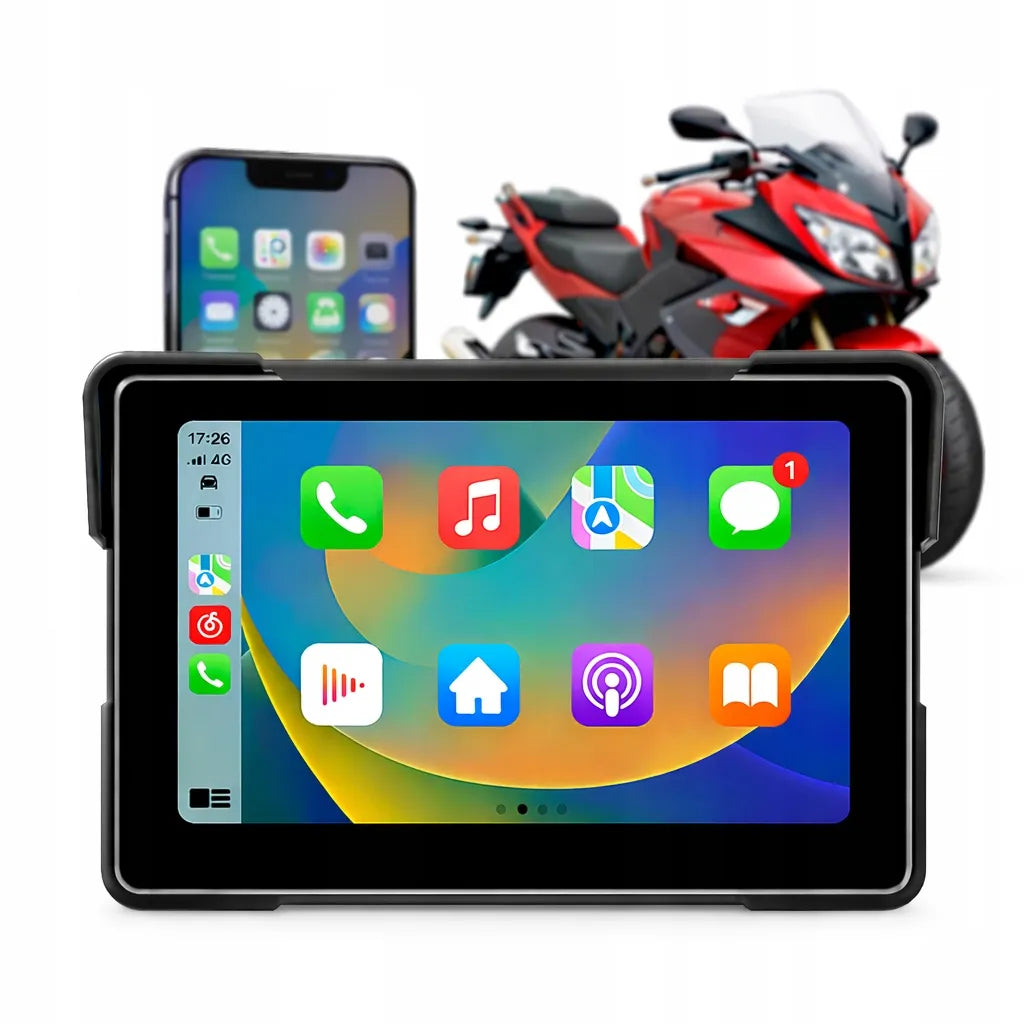 CarPlay Android Auto motociklo GPS navigacija 7” Bluetooth WiFi vandeniui atspari IPX8