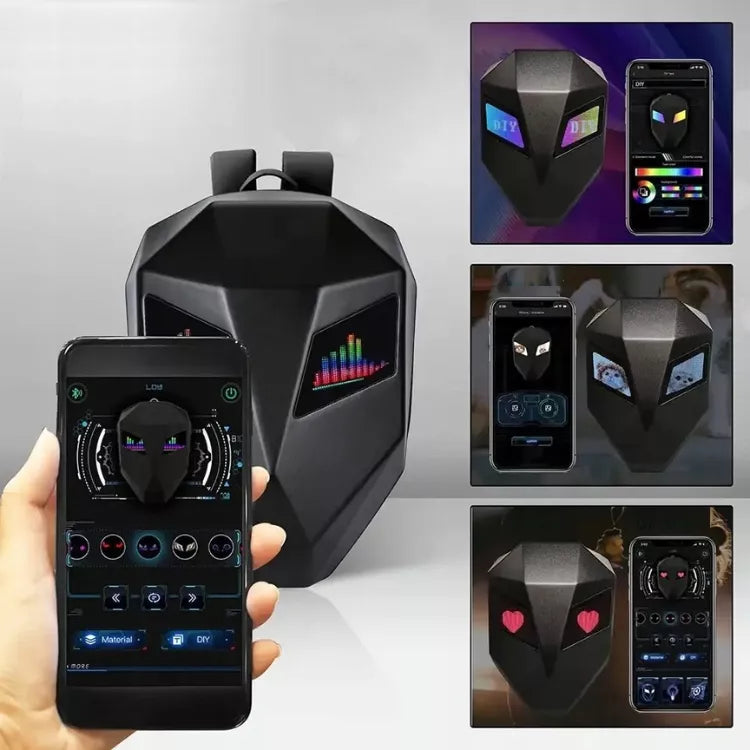 Motociklo kuprinė su LED akimis – neperšlampama, su Bluetooth