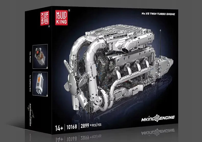 „COIL 10168“ V8 variklio su dviem turbokompresoriais konstruktorius, 2899 detalės
