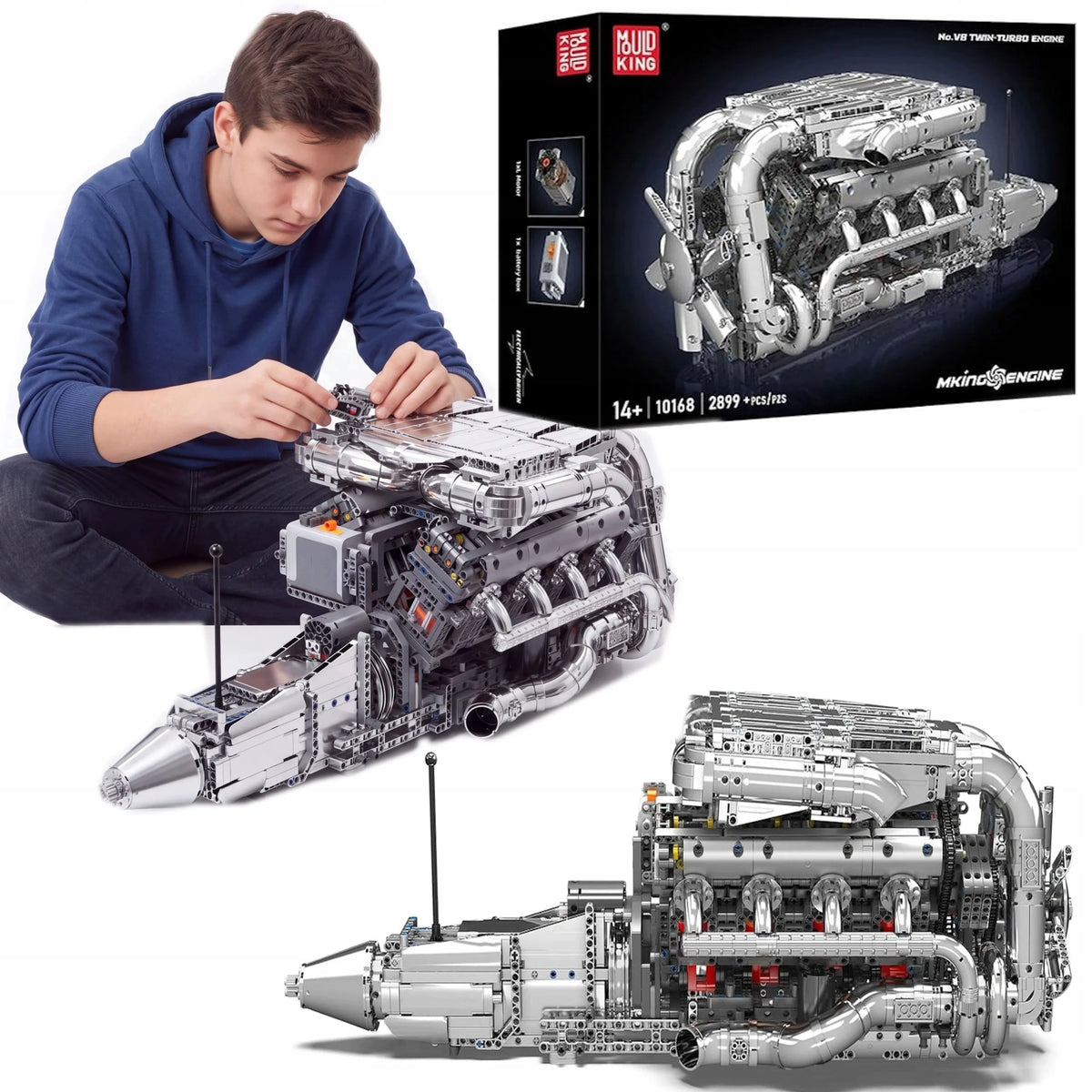 „COIL 10168“ V8 variklio su dviem turbokompresoriais konstruktorius, 2899 detalės