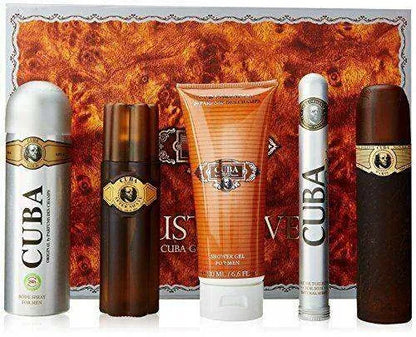 Cuba Original Cuba Gold Must Have vyriškas rinkinys: tualetinis vanduo 100 ml ir 35 ml, dezodorantas 200 ml, dušo želė 200 ml, vanduo po skutimosi 100 ml