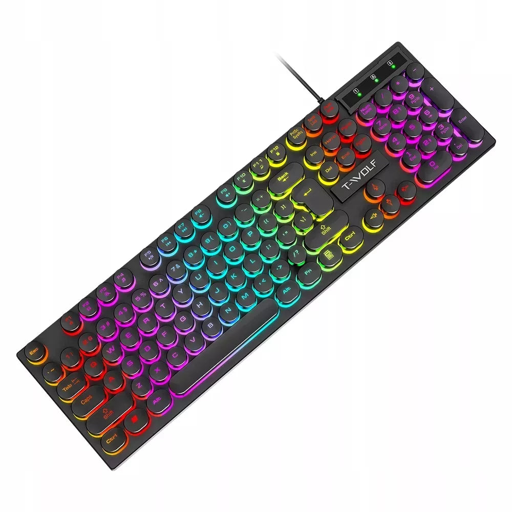 žaidėjo rinkinys žaidimų klaviatūra pelė LED RGB USB apšvietimas