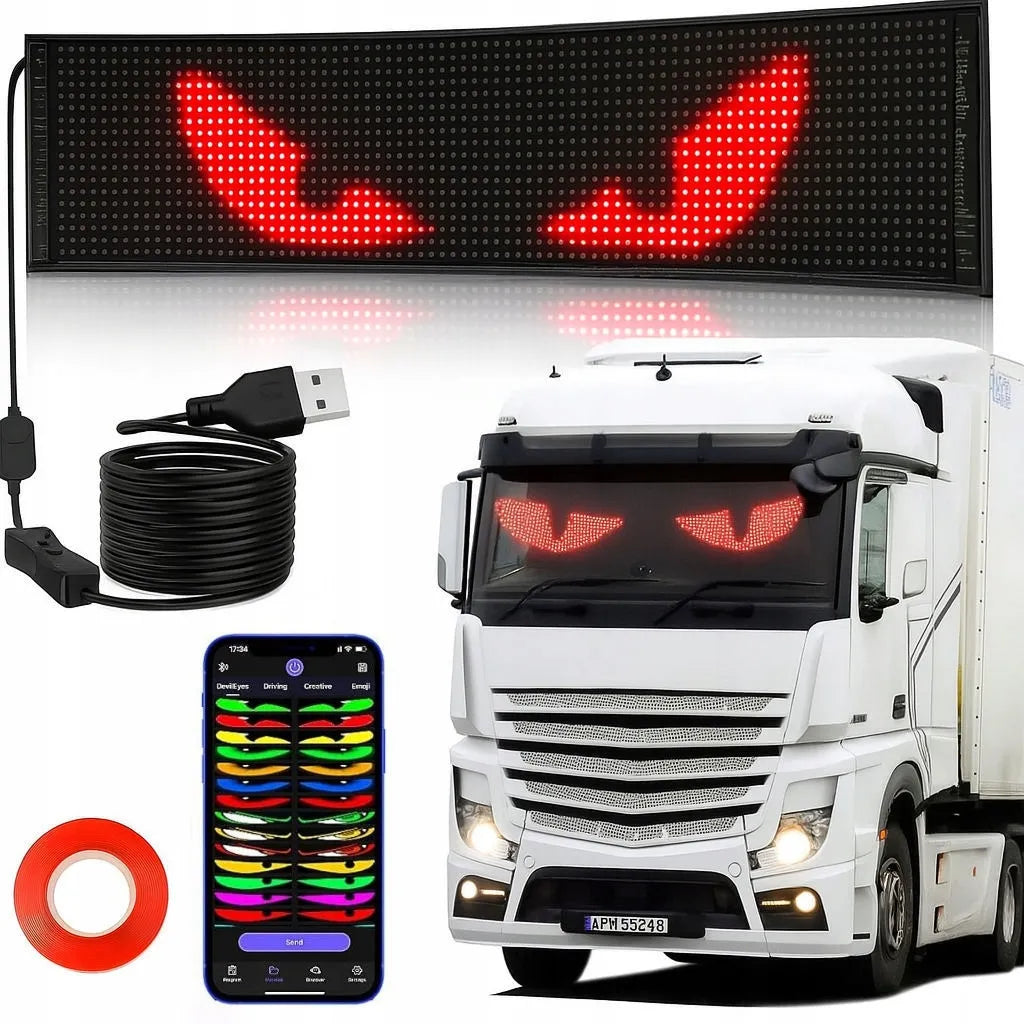 LED užrašas sunkvežimiui TIR lentelė vardas skydelis stiklui Bluetooth 38x10