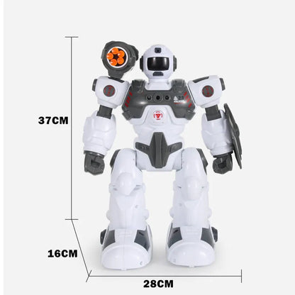 Daugiafunkcis nuotoliniu būdu valdomas robotas, šaudantis strėlytėmis ir skleidžiantis garų efektą, su pultu ir programavimo funkcija