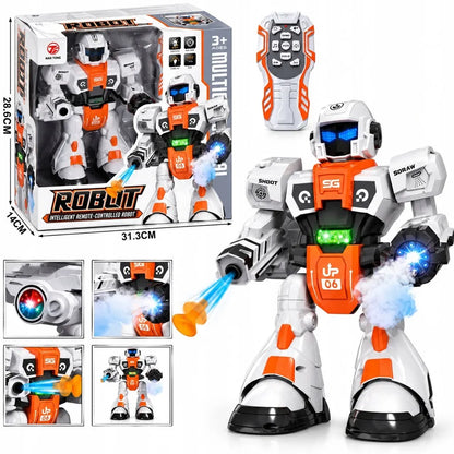 Daugiafunkcis nuotoliniu būdu valdomas robotas, šaudo strėlytėmis, skleidžia garus ir šoka