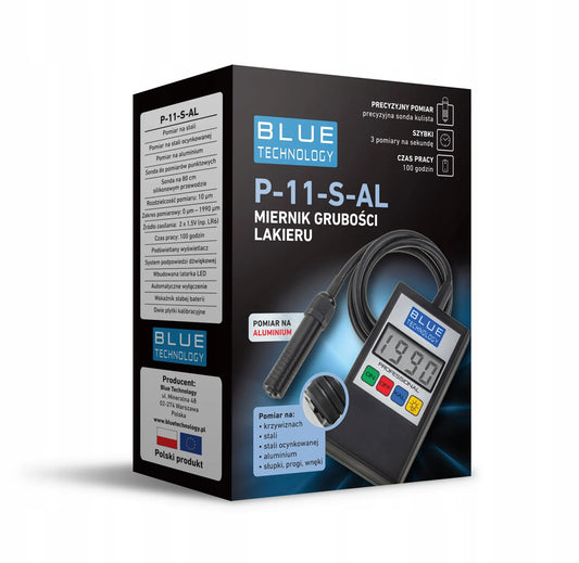 Dažų storio matuoklis BLUE TECHNOLOGY P-11-S-AL jutiklis, testeris, su rutuliniu zondu plienui ir aliuminiui