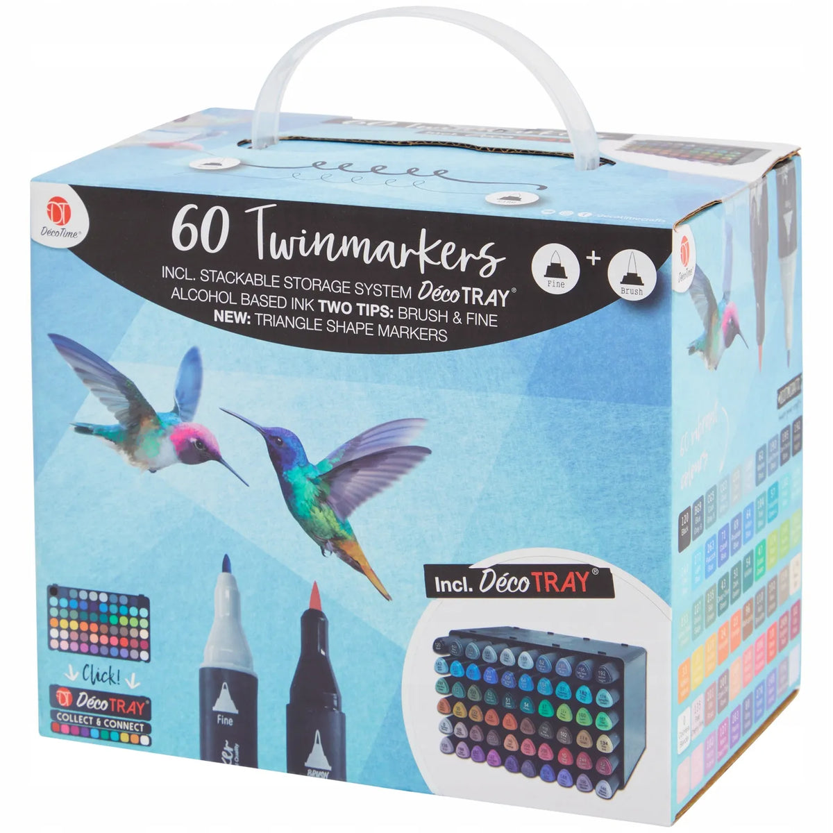 „DecoTime“ dvipusiai akvareliniai markeriai „Brush & Fine“, 60 vnt., 51-0