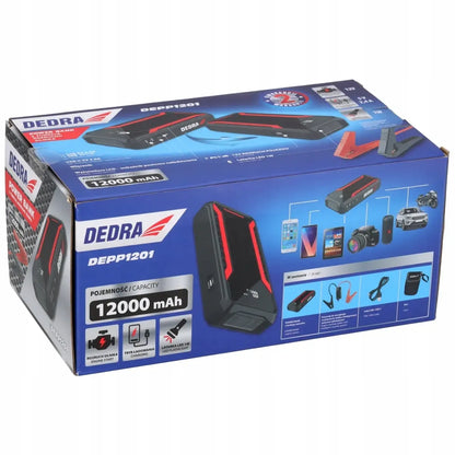 DEDRA automobilio užvedimo įrenginys „Jump Starter“, 12 000 mAh, USB-C, LED žibintuvėlis