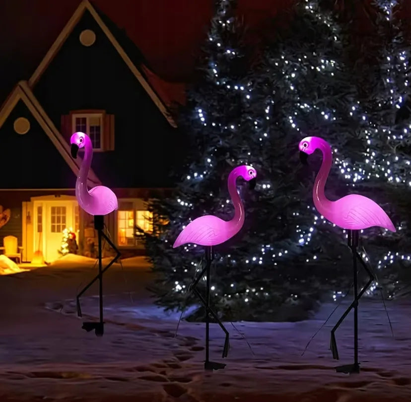 Dekoracinė saulės energija maitinama flamingų sodo lempa LED 53 cm