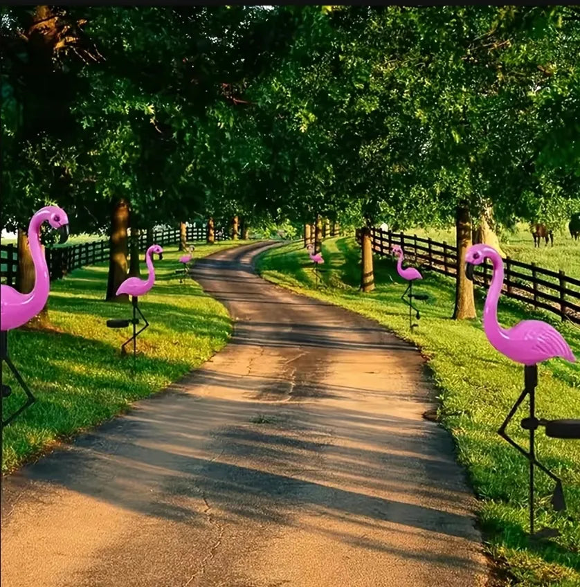 Dekoracinė saulės energija maitinama flamingų sodo lempa LED 53 cm