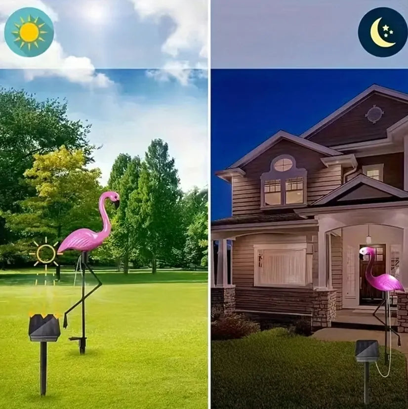 Dekoracinė saulės energija maitinama flamingų sodo lempa LED 53 cm