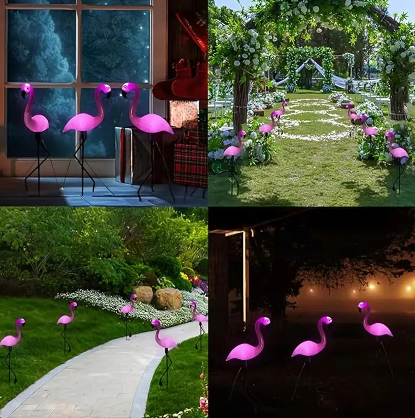Dekoracinė saulės energija maitinama flamingų sodo lempa LED 53 cm