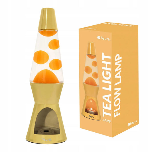 Dekoratyvinis lavos šviestuvas su žvake Fisura, geltonas, stiklas ir metalas