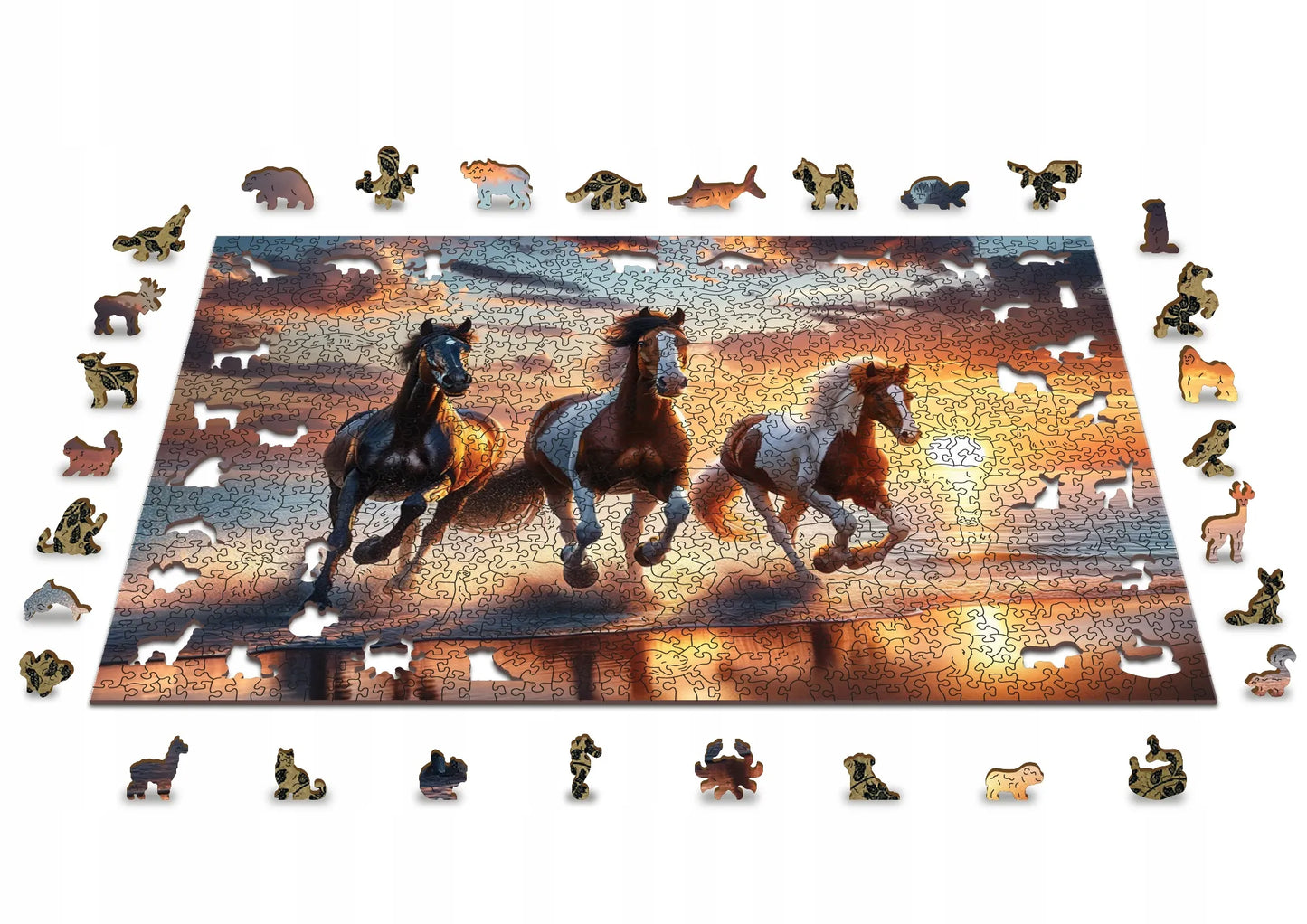 Dėlionė WoodenCity gyvūnai 1000 detalių Laukinių arklių paplūdimys NB 0804-XL