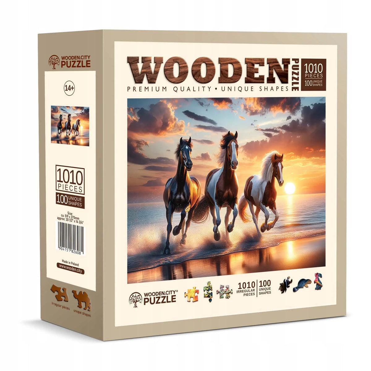 Dėlionė WoodenCity gyvūnai 1000 detalių Laukinių arklių paplūdimys NB 0804-XL