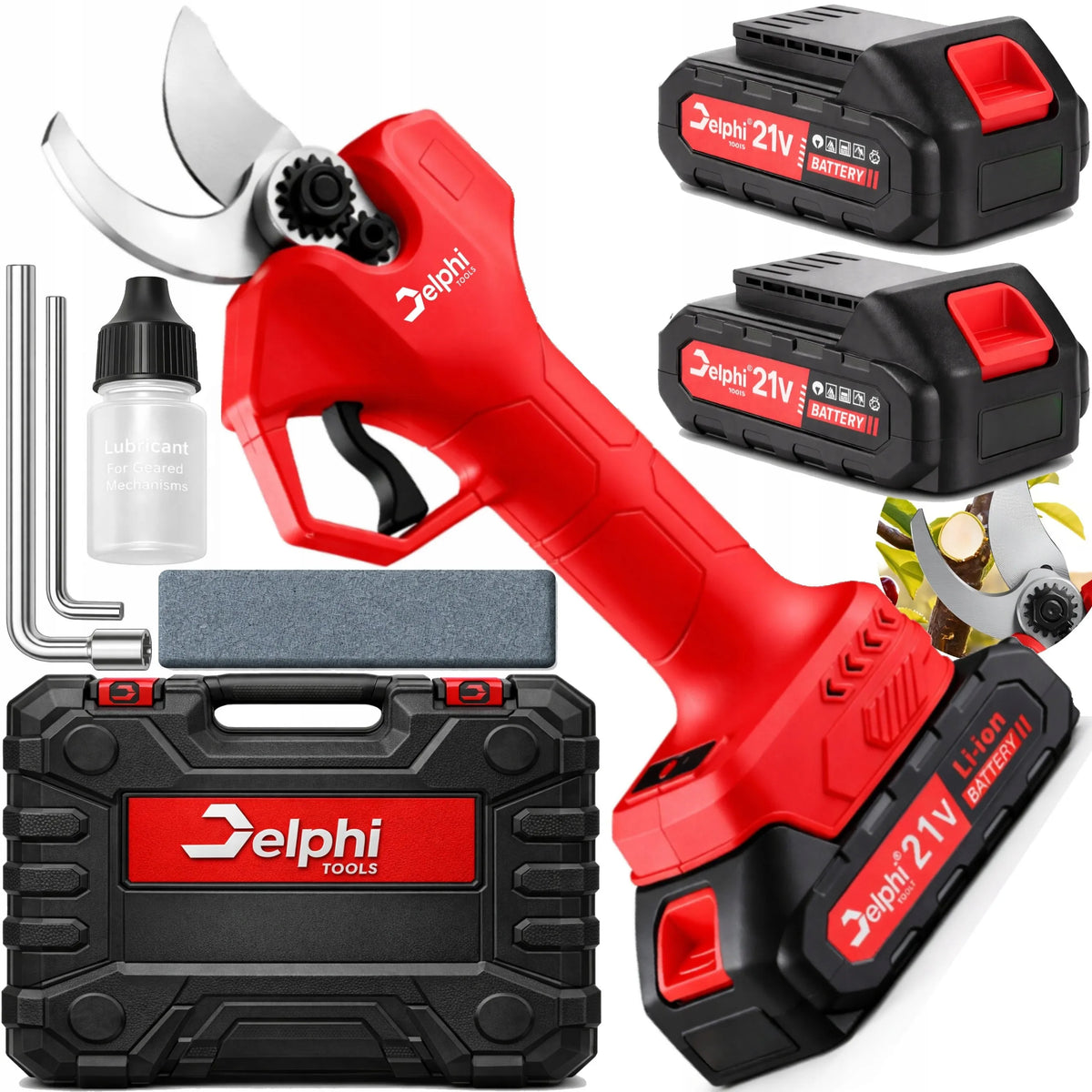 „Delphi Tools“ akumuliatorinis sodo sekatorius šakoms, 2 akumuliatoriai, 30 mm, SK-5