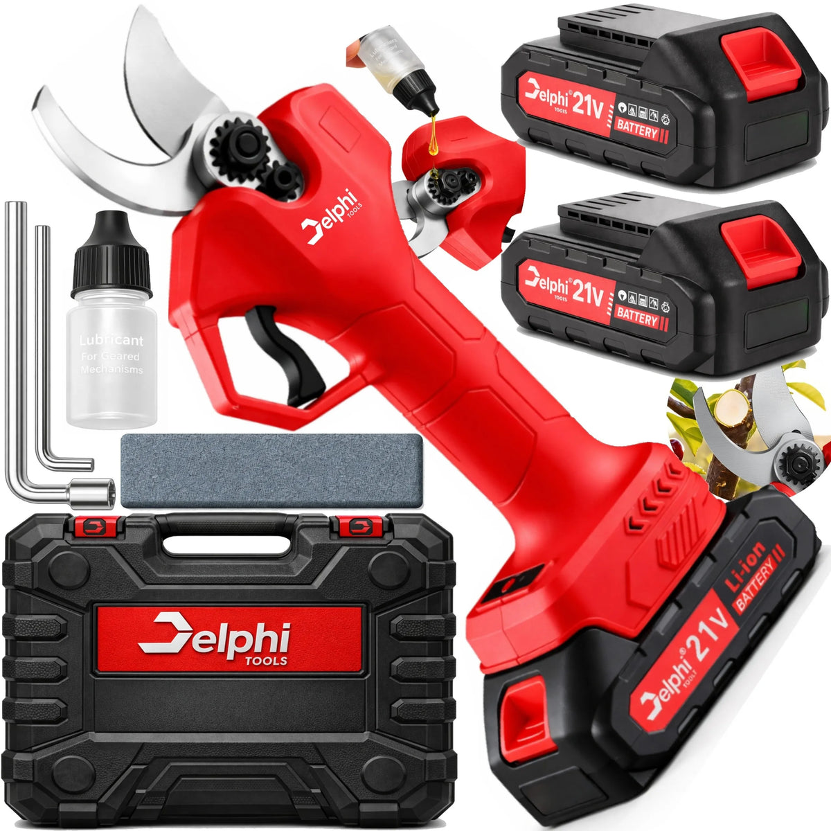 „Delphi Tools“ akumuliatorinis sodo sekatorius šakoms, 2 akumuliatoriai, 30 mm, SK-5