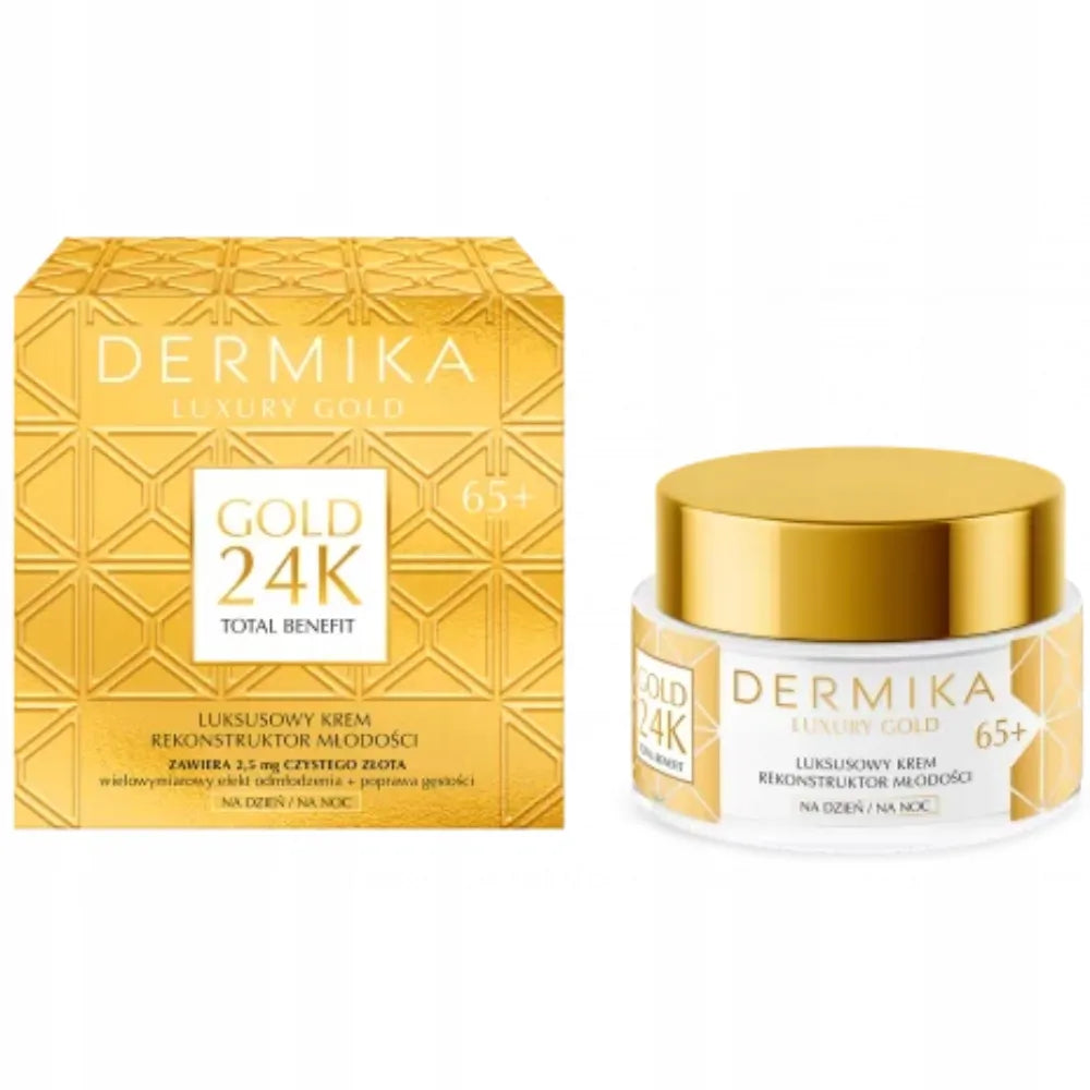 Dermika Luxury Gold dovanų rinkinys moterims veido kremas serumas 65+