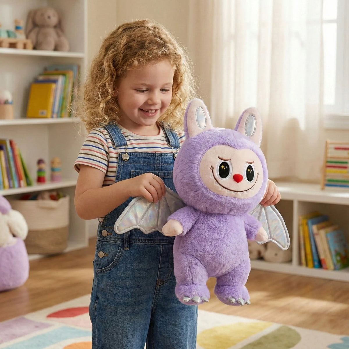 Didelė 45 cm Labubu pliušinė figūrėlė vaikams, violetinė, POP MART