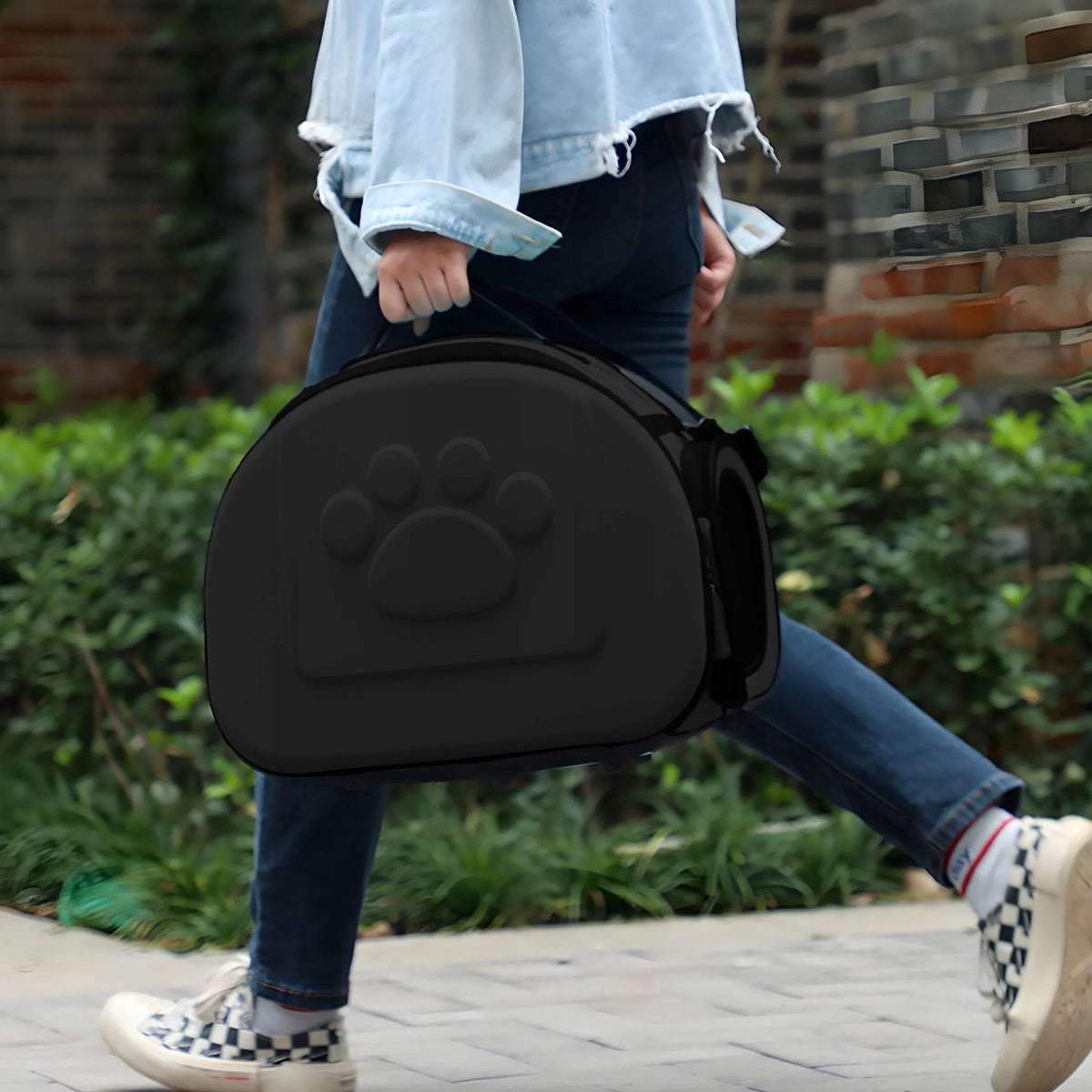 Didelė juoda transportavimo rankinė šunims, katėms ir triušiams RETOO