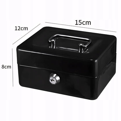 DIDELĖ METALINĖ KASOS DĖŽUTĖ PINIGAMS, BANKNOTAMS IR MONETOMS XXL SU RAKTELIU