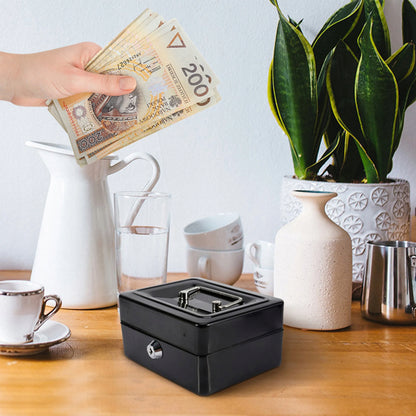 DIDELĖ METALINĖ KASOS DĖŽUTĖ PINIGAMS, BANKNOTAMS IR MONETOMS XXL SU RAKTELIU