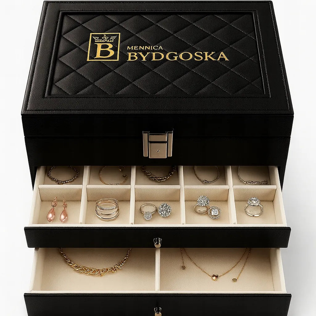 Didelė papuošalų dėžutė juoda elegantiška dėžutė organizatorius kasetė