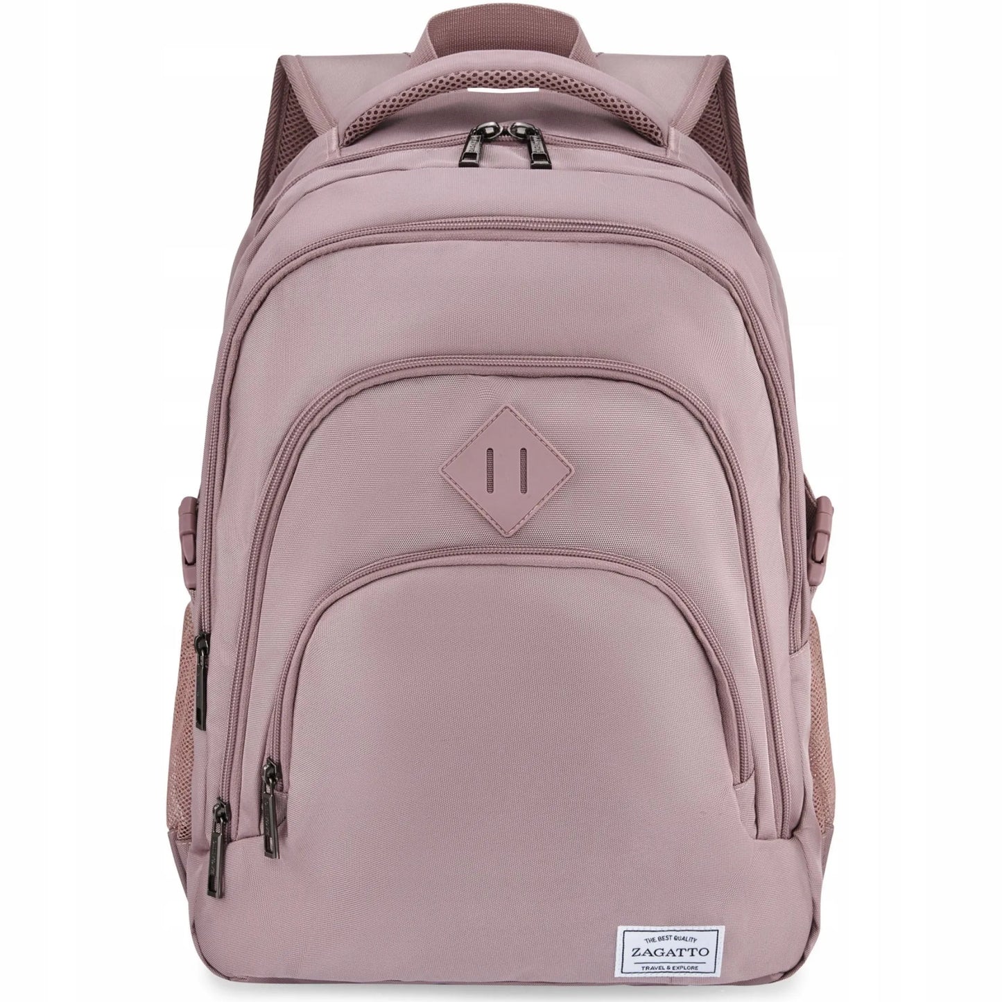 Didelė rožinė moteriška kuprinė su 17" laptopo skyriumi