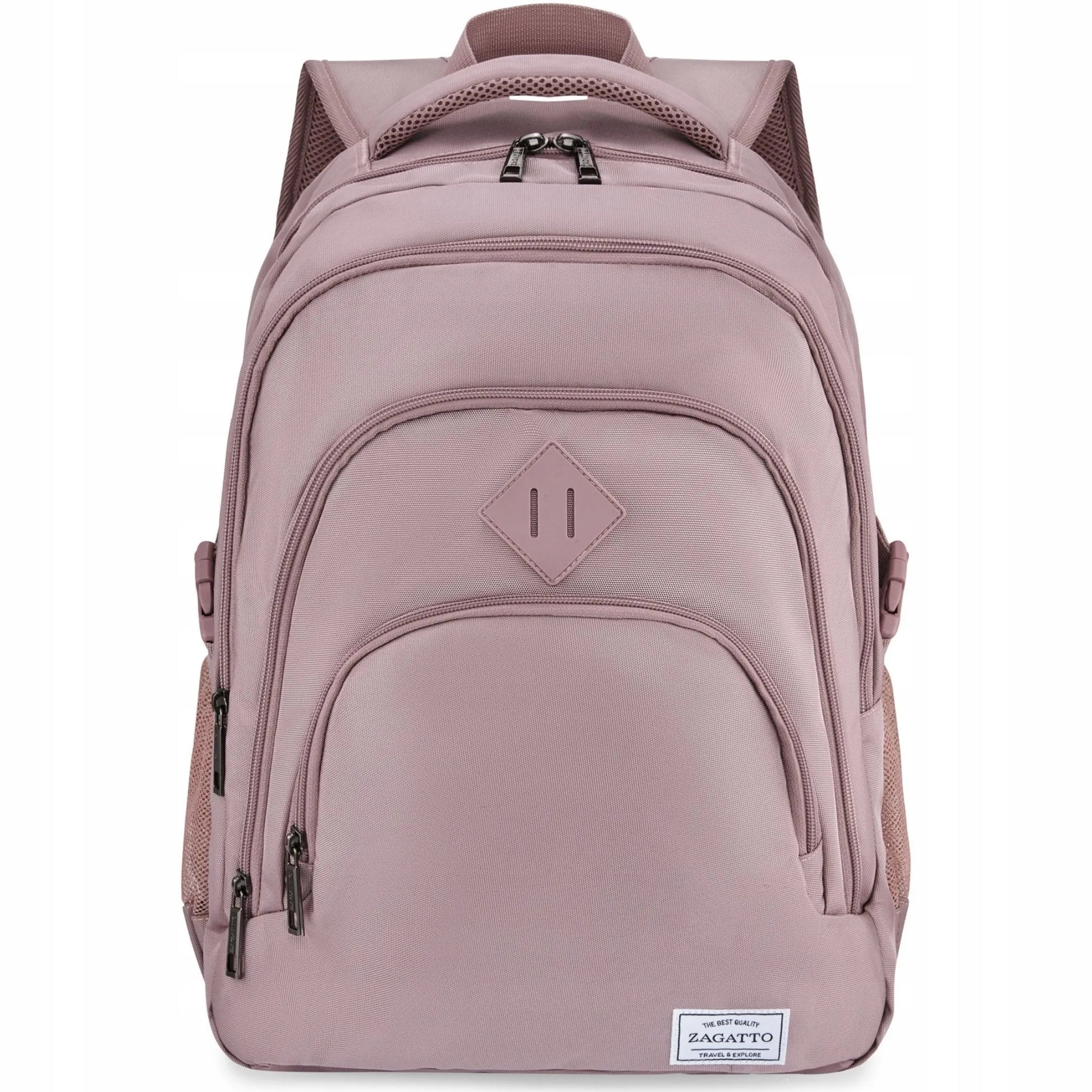 Didelė rožinė moteriška kuprinė su 17" laptopo skyriumi