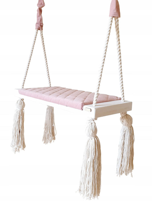 Didelės vaikiškos namų sūpynės, vaikiškas, dygsniuotas audinys, ROŽINĖ