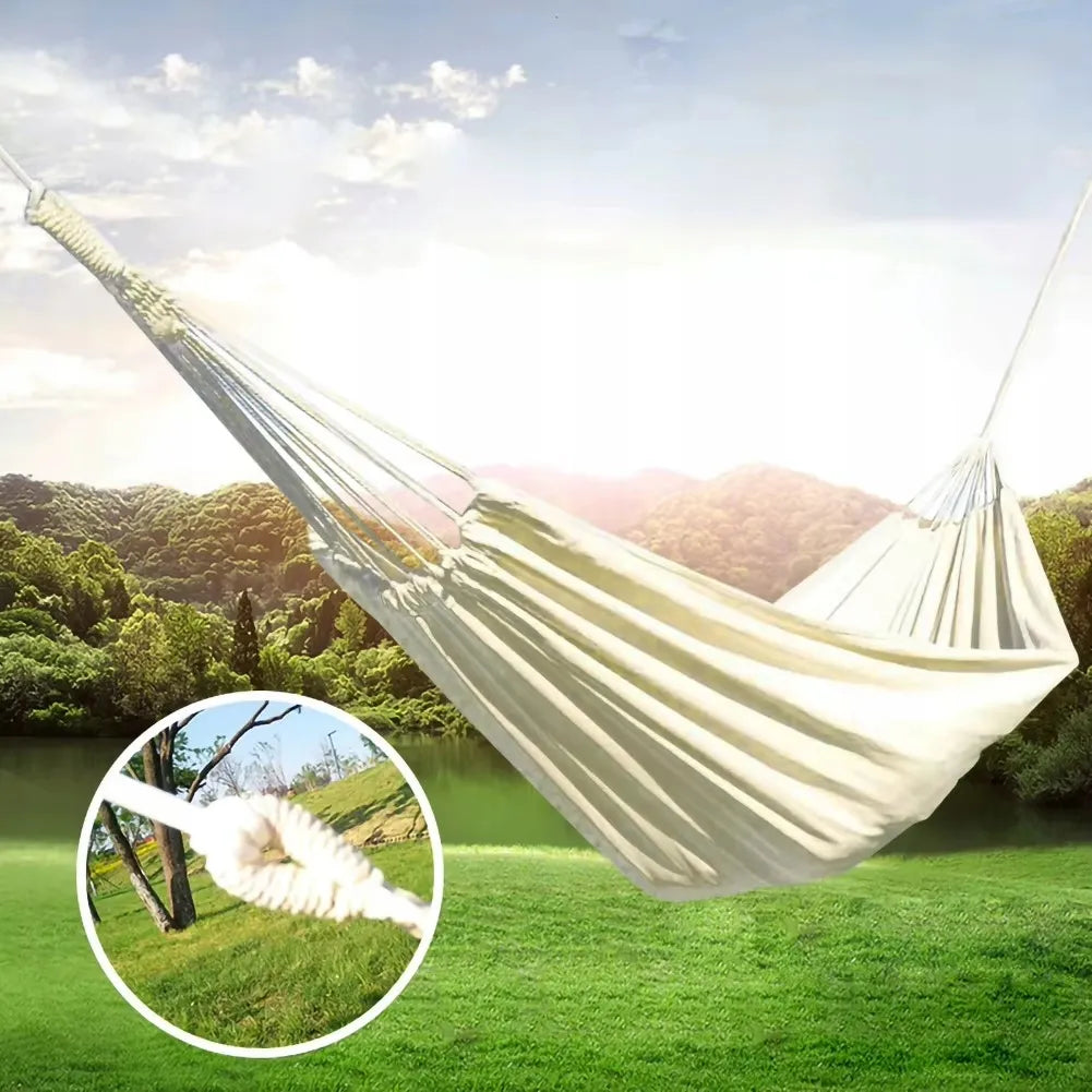 Didelis dvivietis hamakas XXL 260x150 cm Boho smėlio spalvos