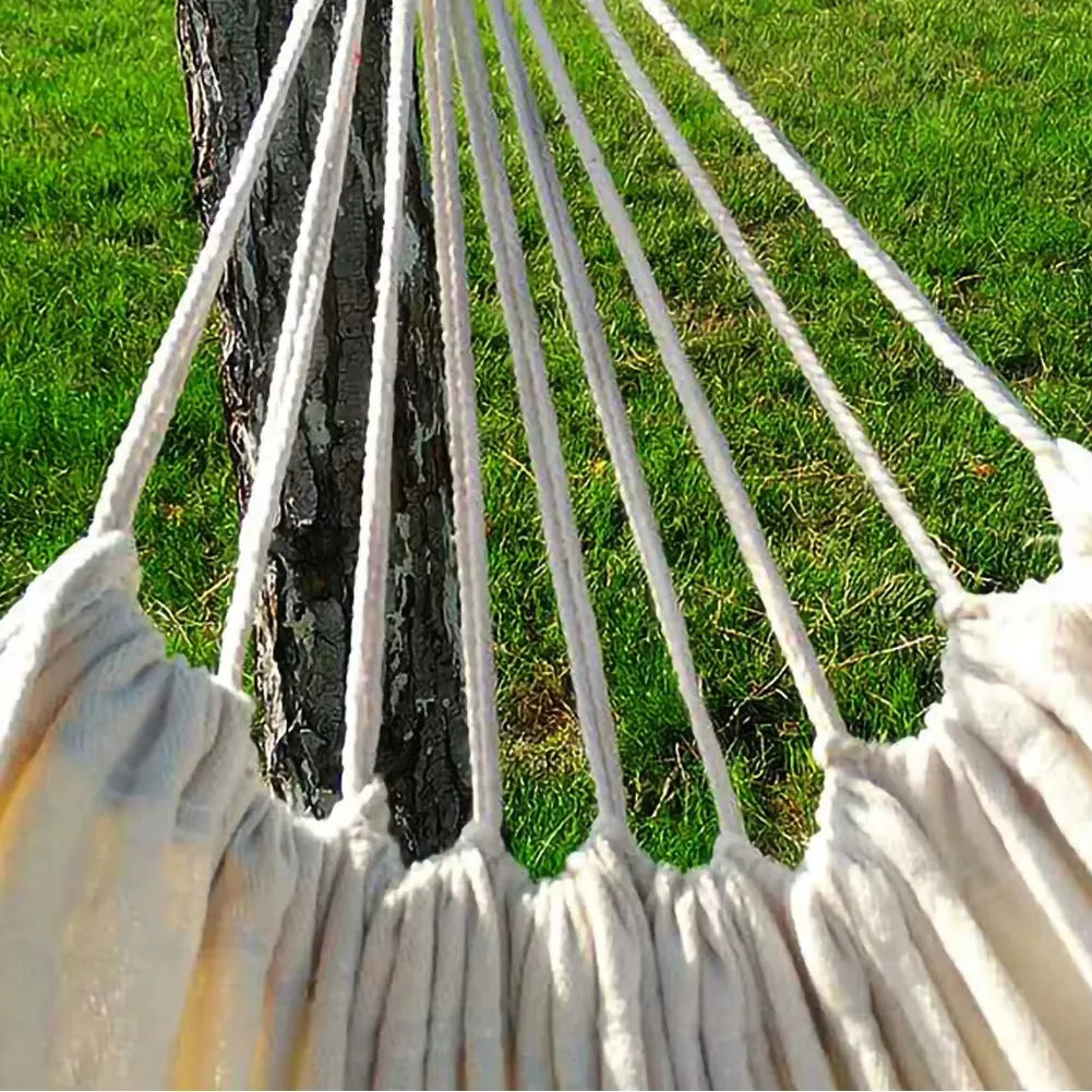 Didelis dvivietis hamakas XXL 260x150 cm Boho smėlio spalvos