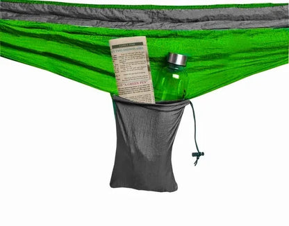 Didelis dvivietis turistinis hamakas 260x140 cm lengvas ir tvirtas – iki 150 kg