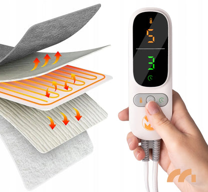 Didelis elektrinis pledas Maltec CozyHeat160W, 180 × 160 cm, dvivietis, minkštas, su laikmačiu ir valdymo pulteliu