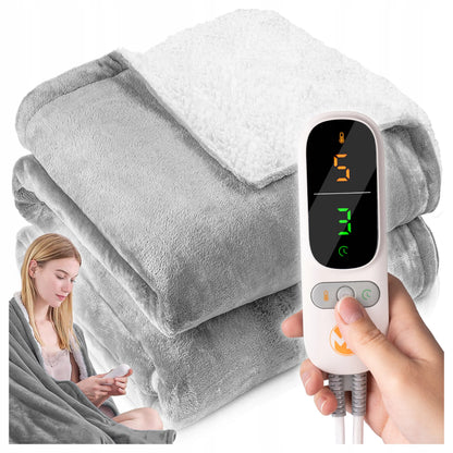 Didelis elektrinis pledas Maltec CozyHeat160W, 180 × 160 cm, dvivietis, minkštas, su laikmačiu ir valdymo pulteliu