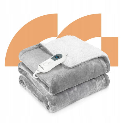 Didelis elektrinis šildomasis pledas Maltec CozyHeat120W Grey, 180 × 130 cm, su laikmačiu ir valdikliu