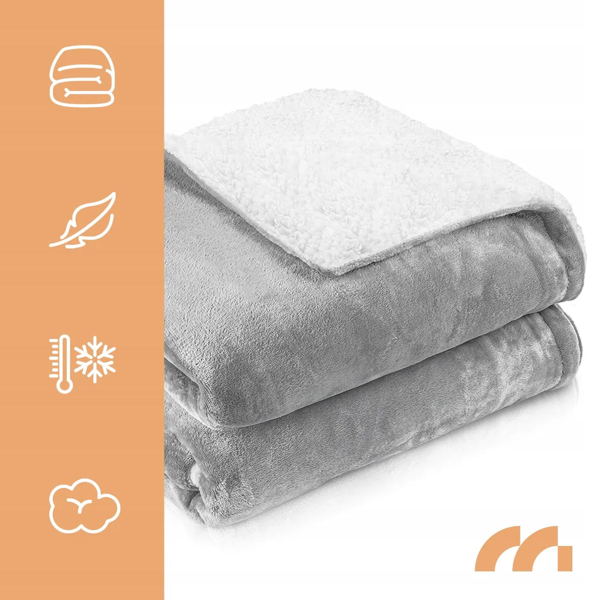 Didelis elektrinis šildomasis pledas Maltec CozyHeat120W Grey, 180 × 130 cm, su laikmačiu ir valdikliu