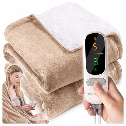 Didelis elektrinis šildomasis pledas Maltec CozyHeat160W Beige, 180 × 160 cm, 160 W, su laikmačiu ir valdikliu