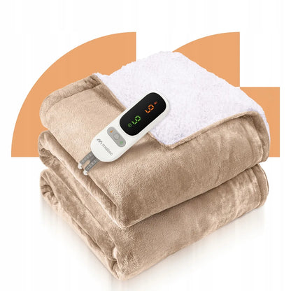 Didelis elektrinis šildomasis pledas Maltec CozyHeat160W Beige, 180 × 160 cm, 160 W, su laikmačiu ir valdikliu