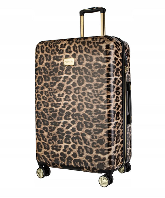 Didelis kietas lagaminas su ratukais PUCCINI Beverly Hills, leopardo raštas