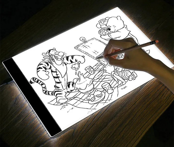 DIDELIS LED GRAFINIS PLANŠETAS A4 FORMATO ŠVIEČIANTI PIEŠIMO LENTA