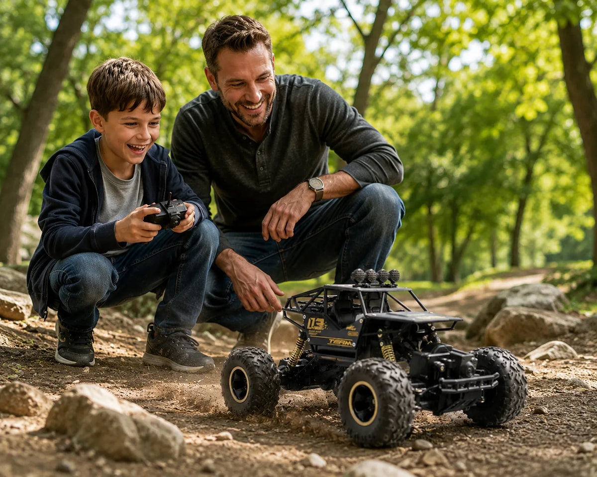 Didelis nuotoliniu būdu valdomas RC automobilis oreNICE, metalinis bekelės modelis, 4x4, 1:16, su pultu
