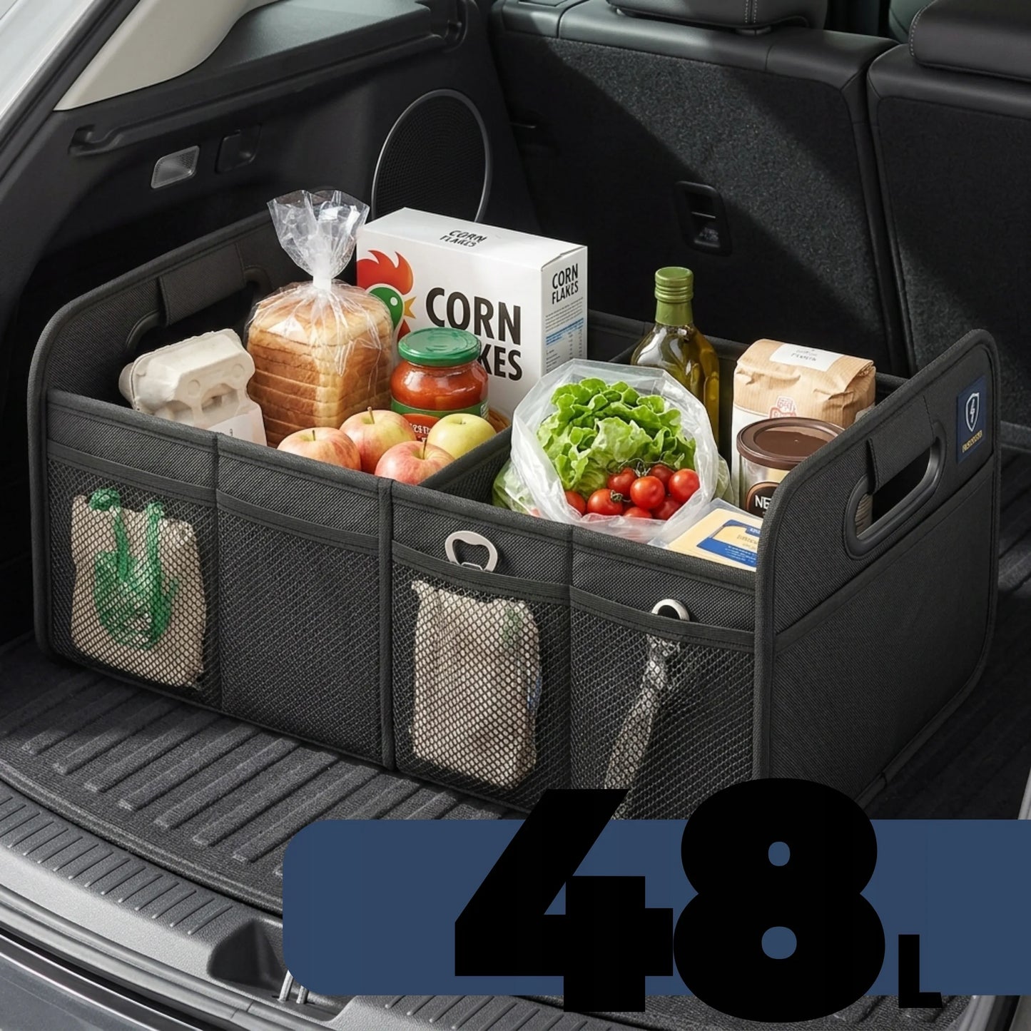 DIDELIS SULANKSTOMAS AUTOMOBILIO BAGAŽINĖS ORGANAIZERIS, STANDUS, 48x32 cm, 48L