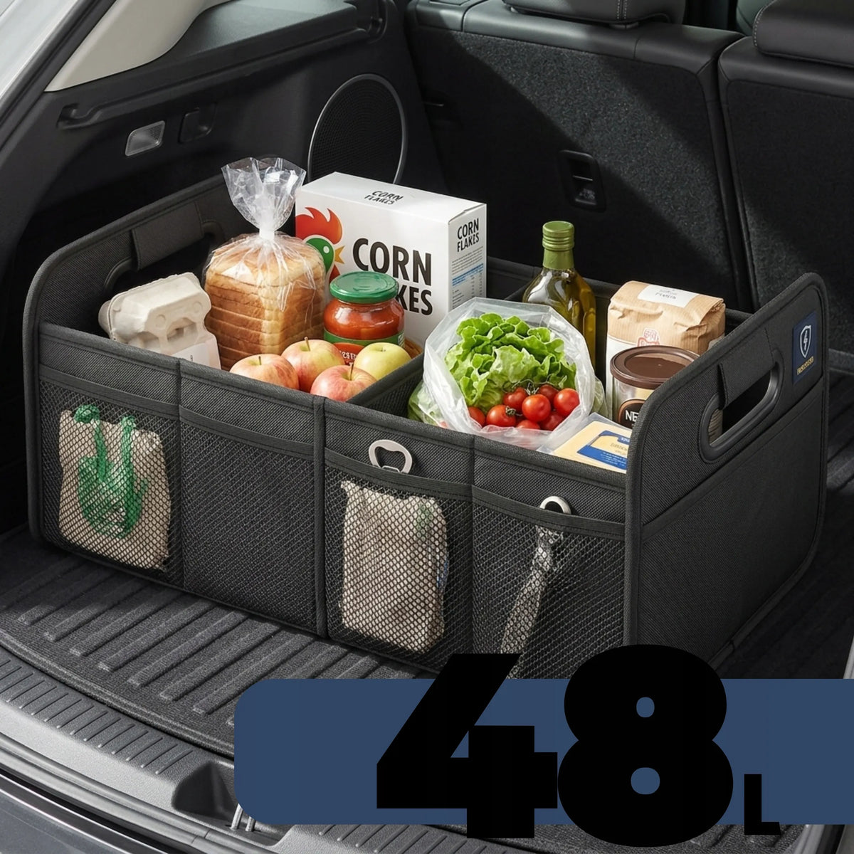 DIDELIS SULANKSTOMAS AUTOMOBILIO BAGAŽINĖS ORGANAIZERIS, STANDUS, 48x32 cm, 48L