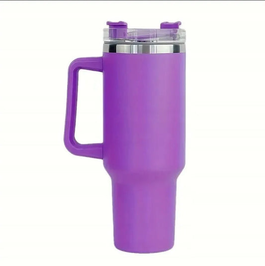 Didelis talpus terminis puodelis su rankena termosas violetinis 1L