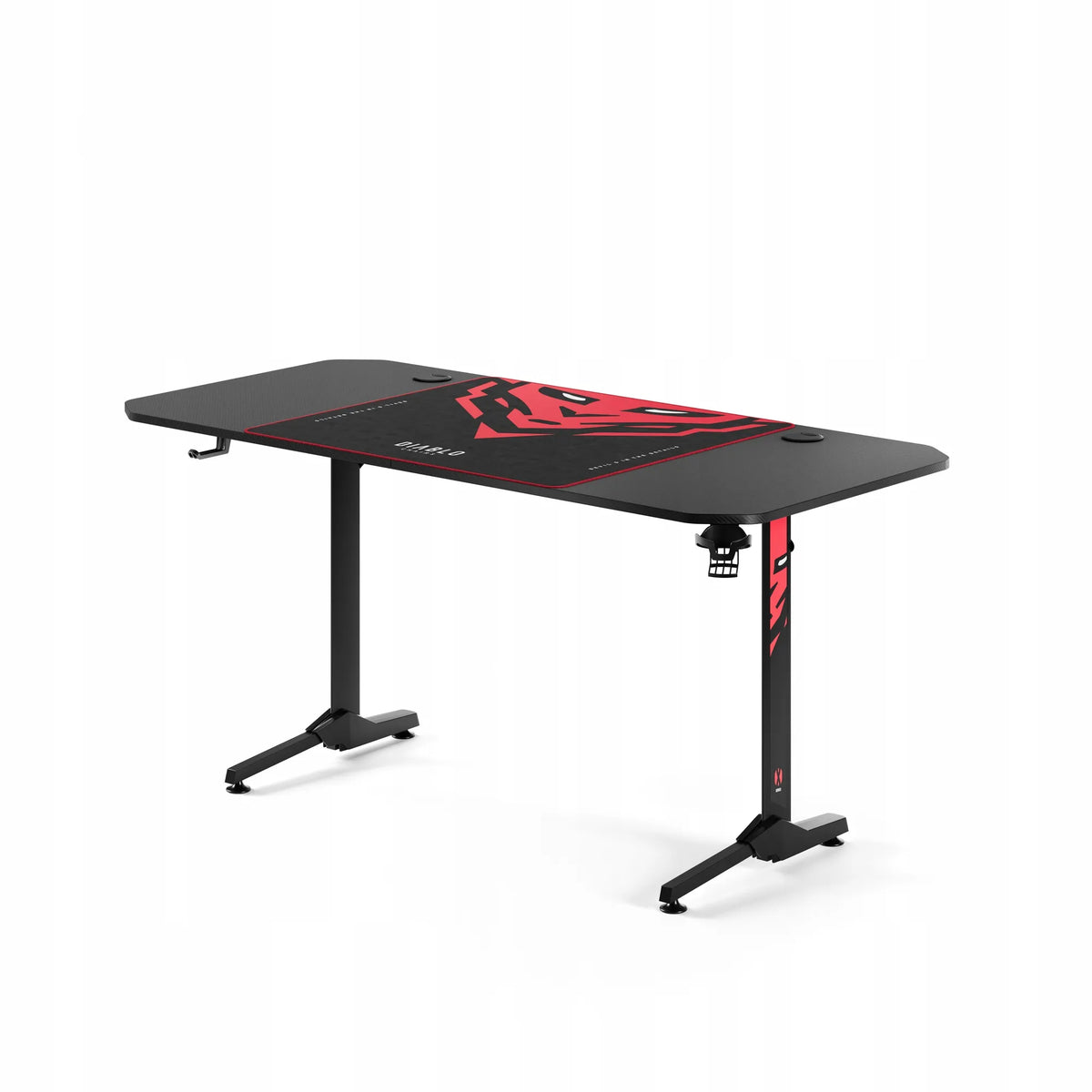 Didelis žaidimų stalas DIABLO X-MATE 1600, 160 cm, juodas, su laikikliais ir pelės kilimėliu